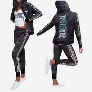 PINK Victoria's Secret Black Camo Jogger Set